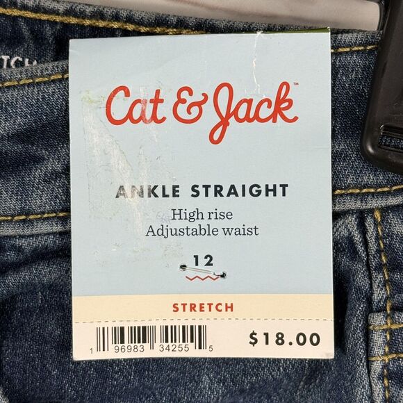 Cat & Jack Girls Stretch Ankle Straight High Rise Adjustable Waist Jeans Size 12 - Picture 4 of 15